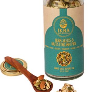 Ikra Seeds and Nuts Italian Mix with Free Premium Wooden Spoon | Assorted Seeds and Nuts Mix for Eating | 7 in 1 Mix (Flax