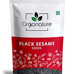 Organature Whole Fresh and Natural Black Sesame Seeds | Kaale Til | Tal | Indian Spice - Pack of (400 Grams)