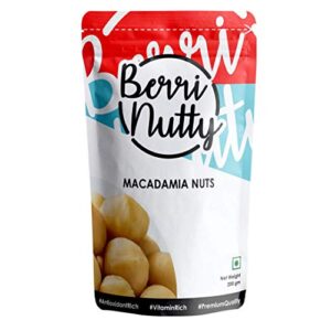 BerriNutty Raw Macadamia Nuts 200gm Vacuum Packed for Freshness | Healthiest Nut