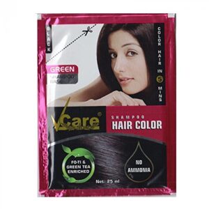 VCare Shampoo Hair Color - Black (25ml) (Pack of 3)-Colors and deeply nourishes your hair-Enriched with growth factors & antioxidants