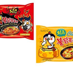 Sam Yang Instant Korean Noodles - 140 gm (Pack of 2) (Imported) (2X Spicy & Cheese)