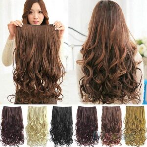Artifice Super Volume150gm 26Inch 5 Clips Curly/Wavy Hair Extension Maroon+Brown)1