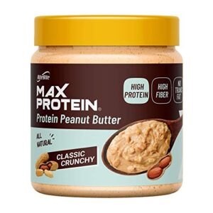 Ritebite Max Protein Peanut Spread - Classic Crunchy Peanut Butter (340 g) - High Protein | High Fiber | Gluten Free | Vegan | No Preservatives | All Natural