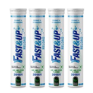 Fast&Up Reload Instant Energy and Hydration Sports Drink - 4 tubes with 20 tablets each - Lime&Lemon Flavour