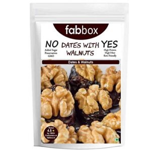 Fab box Seedless Dates with Walnuts | High Protein and Fiber Rich | Gluten Free | Healthy Evening Snacks Keto Friendly