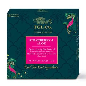 TGL Co. Strawberry Aloe White Tea Bags 16 Tea Bags with Strawberries