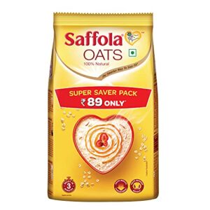 Saffola Oats | Rolled Oats | Delicious Creamy Oats | 100% Natural | High Protein & Fibre | Healthy Cereal | 500g