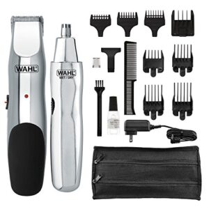 Wahl Groomsman Rechargeable Beard Trimmer for Beard Mustache Stubble with Self Sharpening Blades and Bonus Nose Trimmer (Black)