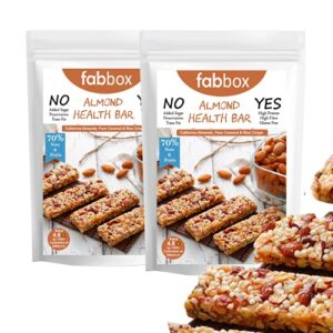 Fab box Almond Health Bar | High Protein and Fiber Rich | Gluten and Sugar Free | Healthy Breakfast Nutritious Energy Bar