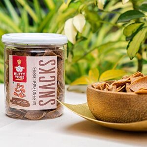 Nutty Yogi Vegan Jalepeno Ragi Crispies Chips | Low Fat & Calcium Rich Healthy Snacks for Tea Coffee | Healthy Snack | Salty | Crunchy - 100 Gram (Pack of 2)