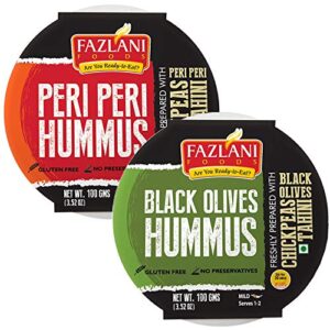 Fazlani Foods Ready to Eat Exotic Peri Peri and Black Olives Hummus Dip - Pack of 2 (100 Grams Each