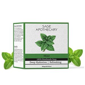 Sage Apothecary 100% Natural Luxury Handmade Mint Bath Soap | Dry