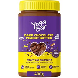 Yogabar Dark Chocolate Peanut Butter| Creamy & Chocolatey | Slow Roasted | Non-GMO Premium Peanuts | 400gm