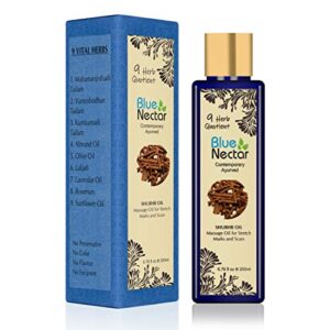 Blue Nectar Natural Stretch Mark Oil for Pregnancy Stretch Marks and Scars for Even Skin Tone and Skin Firming with Kumkumadi Oil
