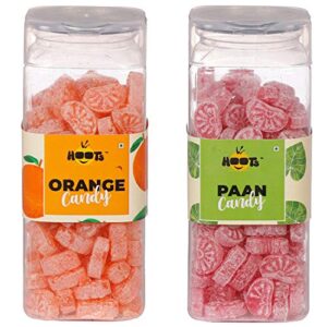 Hoots Candy Combo Pack of Orange Candy & Paan Candy Combined Weight 360gms II Flavoured Sugar Candy II Assorted Sweet Candy Pack for Kids II Sweet & Chatpata Candy II