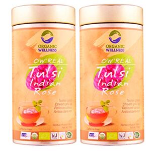 Organic Wellness Tulsi Indian Rose 100 Gram Tin | Pack of 2