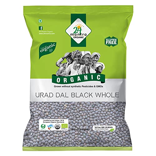 24 Mantra Organic Unpolished Urad Dal Black Whole/Black Gram Whole/Minapa Pappu/Kali dal - 500gms | Pack of 1 | 100% Organic | Chemical Free & Pesticides Free