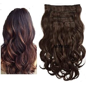 Artifice 6pc/set Multi Curly Silky Maroon Highlighted 24 inch Hair Extension