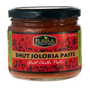 FLAVAA Bhut Jolokia Ghost Pepper Hot Red Chilli Cooking Paste in Glass Jar 250g