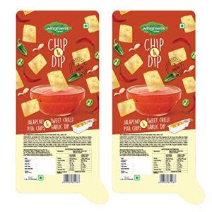 Wingreens Farms Chip & Dip - Jalapeno Pita Chips with Sweet Chilli Garlic dip (Pack of 2)