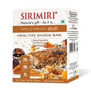 SIRIMIRI Nutrition Bar - Dates & Walnuts - Pack of 6 (Each 40 gm) ( with Clove Essence as Flavour)