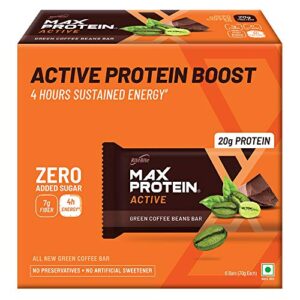 RiteBite Max Protein Active Green Coffee Beans 20g Protein Bar [Pack of 6] Protein Blend