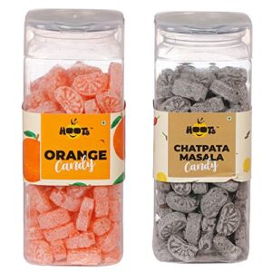 Hoots Candy Combo Pack of of Orange Candy & Chatpata Masala Candy Combined Weight 360gms II Flavoured Sugar Candy II Assorted Sweet Candy Pack for Kids II Sweet & Chatpata Candy II