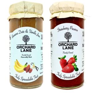 Orchard Lane Combo Pack Low Sugar Strawberry Jam & Banana Date Vanilla Jam No Preservatives