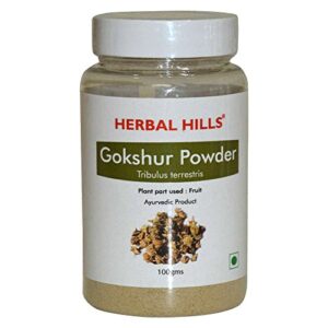 HERBAL HILLS Gokshur Powder | Gokshura Powder | Tribulus Terrestris Fruit Powder - 100g