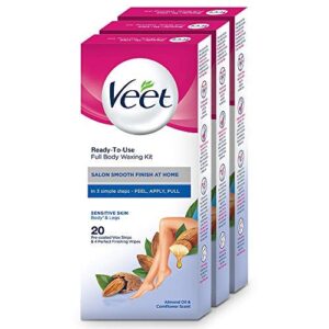 Veet Full Body Waxing Kit for Sensitive Skin - 20 Strips (Pack of 3)