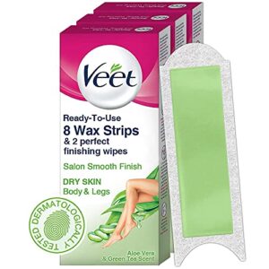 Veet Half Body Waxing Kit for Dry Skin - 8 Strips (Pack of 3)