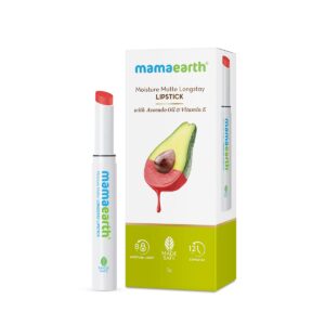 Mamaearth Moisture Matte Longstay Lipstick with Avocado Oil & Vitamin E for 12 Hour Long Stay - 06 Melon Red - 2 g