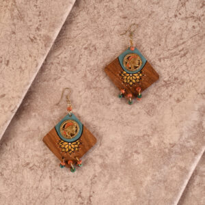 Butterfly-IV' Handcrafted Tribal Wooden Earrings - Article : AAC-40-02-33-D5