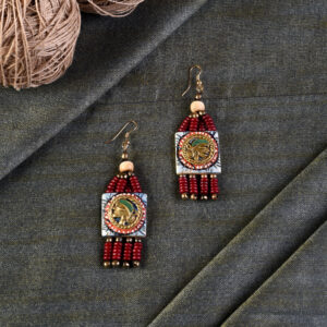 The Empress Handcrafted Tribal Dhokra Earrings in Turquoise - Article : AAC-40-02-33-J