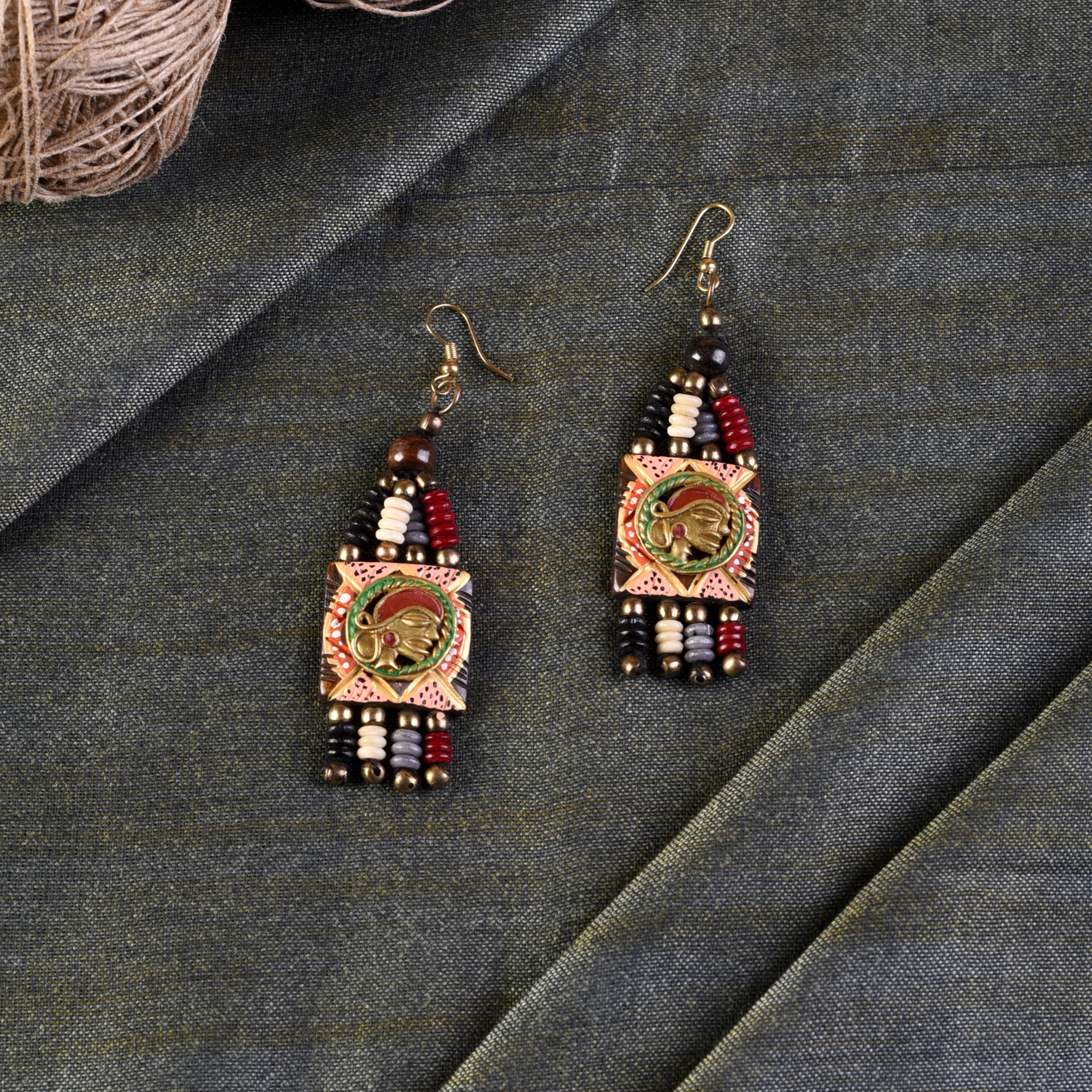 The Empress Handcrafted Tribal Dhokra Earrings in Multicolour - Article : AAC-40-02-33-K