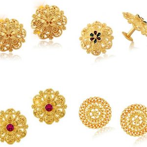 Traditional Trend 1gm Gold Plated Earrings for Women [Pack of 4 Pair} Alloy Stud Earring
