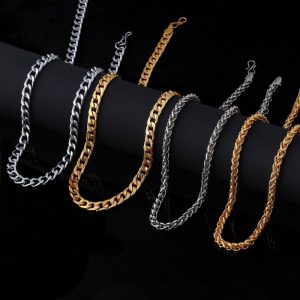 1 Gram Rhodium Silver plated and Gold Plated Chain For Boys and Man Rhodium