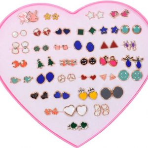 36 Pair Stylish Earring Stud Combo Set with Heart Shape Box for Girls and Women Alloy Stud Earring