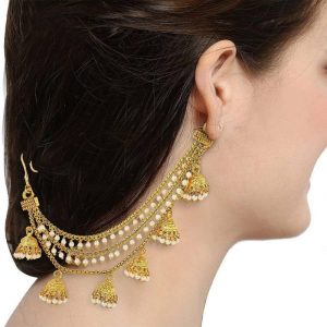 Jewellery Silver Gold Plated Long Hair Chain For Women Alloy Cuff Earring