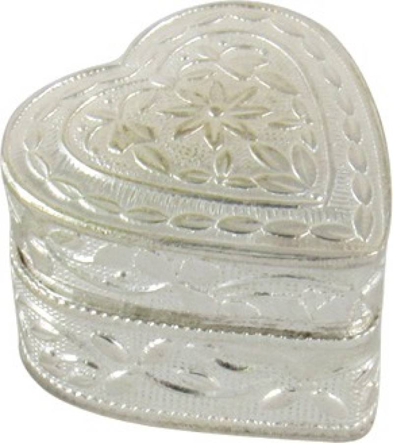 GoldGiftIdeas Heart Shape Sindoor Box for Women Silver Plated  (1 Pieces
