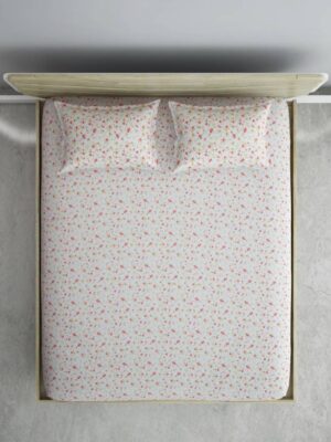 Aura 144 TC Cotton Queen Floral Bedsheet  (Pack of 1