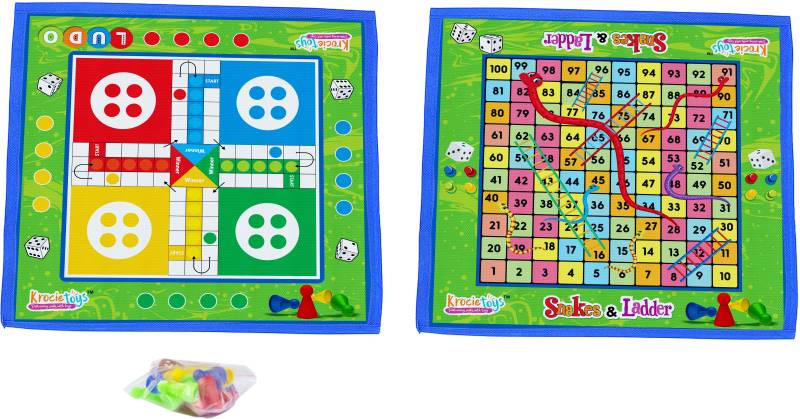 KrocieToys 2 in 1 Ludo Mat and Snake & ladder Mat Board Game Playing Educational Board Games Board Game