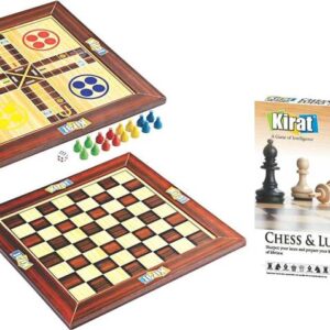 KREDZSTAY 2 in 1 Wooden Chess and Ludo Game Set for Indoor and Outdoor use ( 100% Made in India Board Game Accessories Board Game