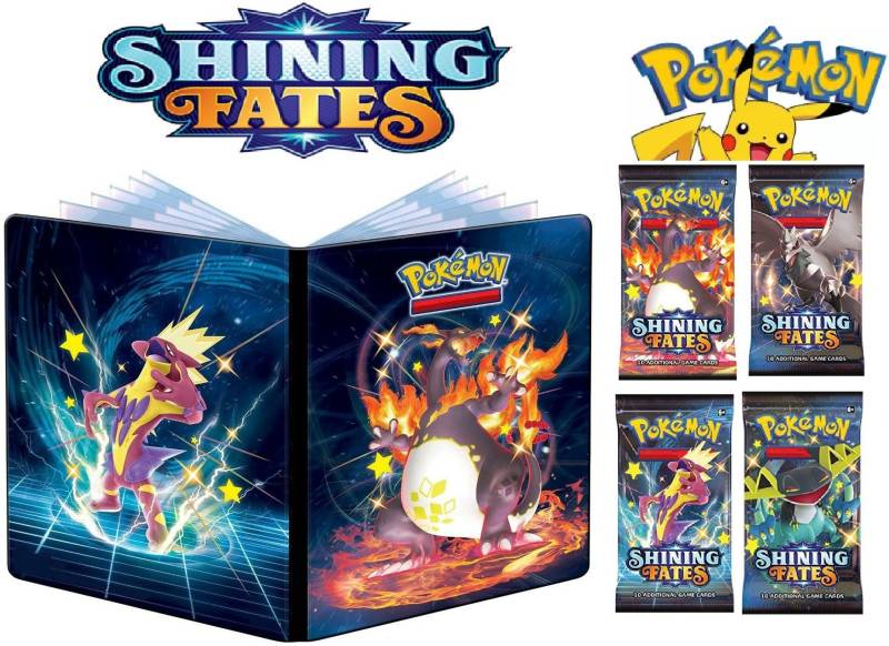 CrazyBuy Pokemon Big Album With 4 Shining Fates Booster Cards Pack  (Multicolor)