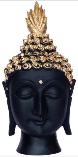 Dinine Craft Buddha Head Face Statue Decorative Showpiece - 15 cm (Polyresin