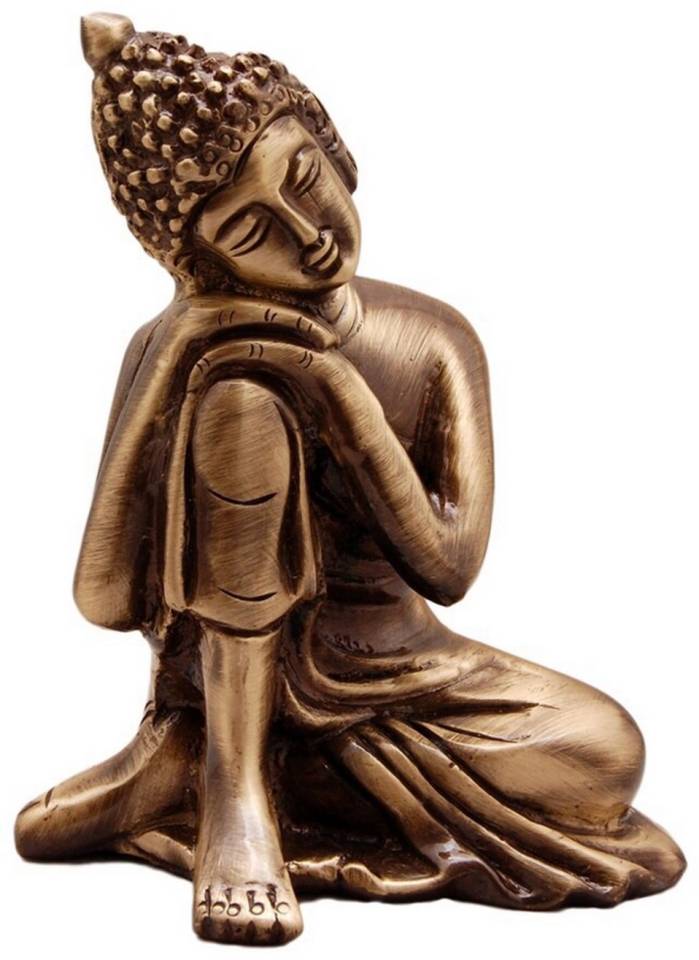 eCraftIndia Resting Buddha on Knee Decorative Showpiece  -  10.16 cm  (Aluminium