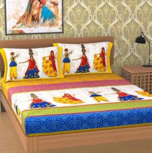 RajasthaniKart 104 TC Cotton Double Printed Bedsheet  (Pack of 1