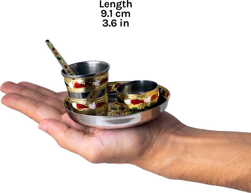 SHRI ANAND Steel Laddu Gopal Bhog Thali Set with (4 Pieces