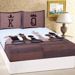 ETHNICO 104 TC Cotton Double Text Print Bedsheet  (Pack of 1