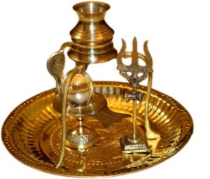 Bansiwal Crystal (Sphatik) Shiva Ling / Shivling with Brass Trishul Jalahari Yoni